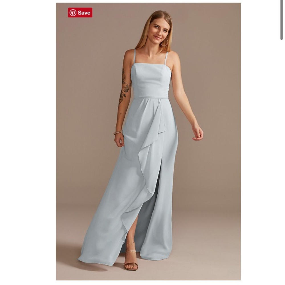 David’s Bridal Spaghetti Strap Dress With Cascade